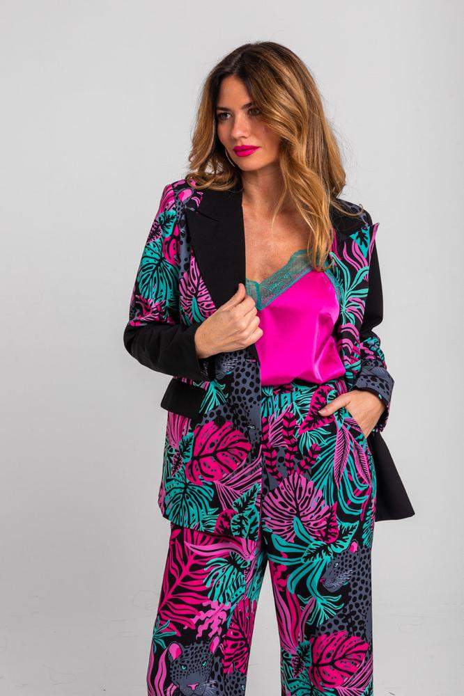 Blazer Piezas de hojas y panteras - Nocturna