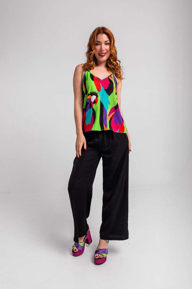 Pantalón fluido jogging verde de loros - Al Loro