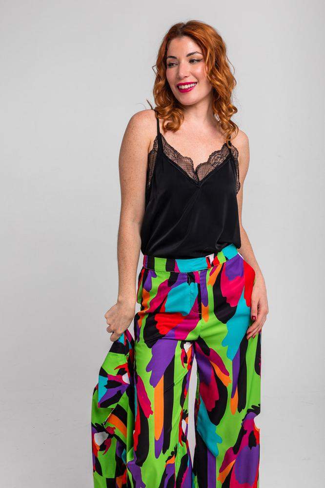 Blusa lencera negro y encaje