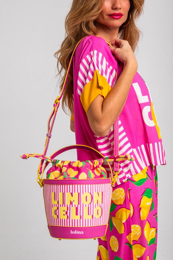 Bolso Bucket bombonera / Bandolera polipiel multic