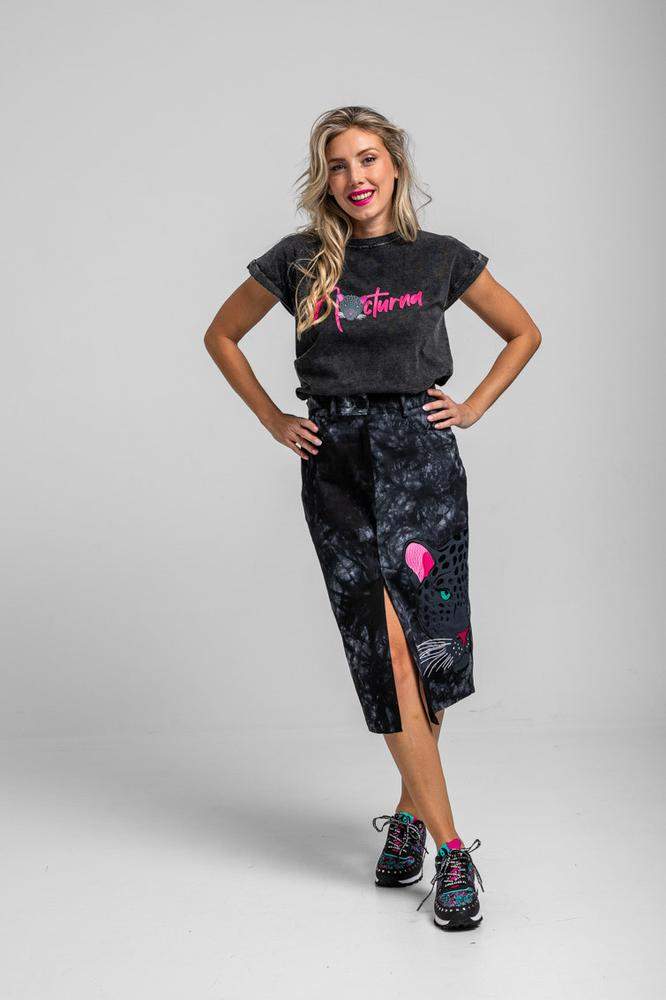Camiseta sin mangas corte canalla negra con panter