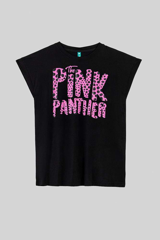 Camiseta sin mangas corte canalla negra con texto 