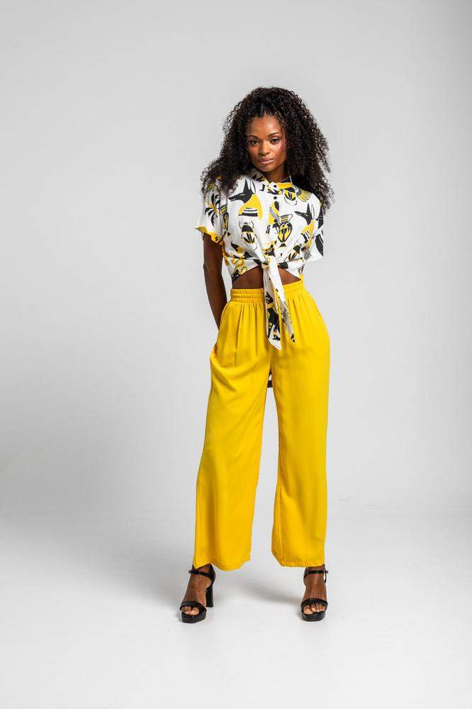 Pantalón fluido jogging amarillo - La Faraona