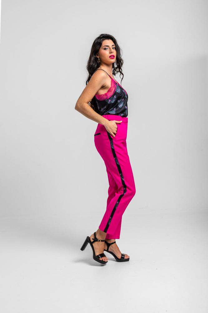 Pantalón pitillo rosa con panteras - Nocturna