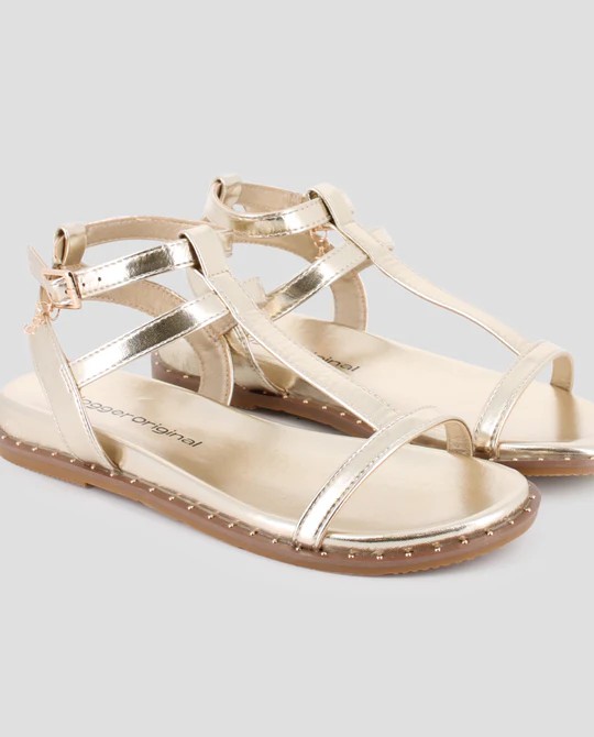 Sandalias Planas Blogger Cleo Dorado Mujer