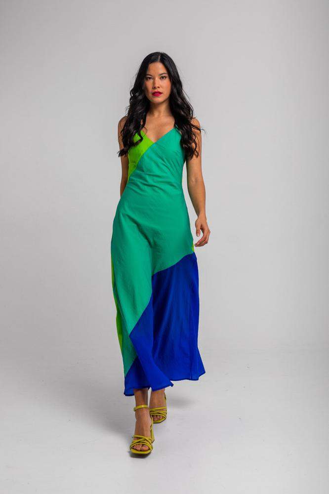 Vestido largo vuelo con tirantes graduables lima