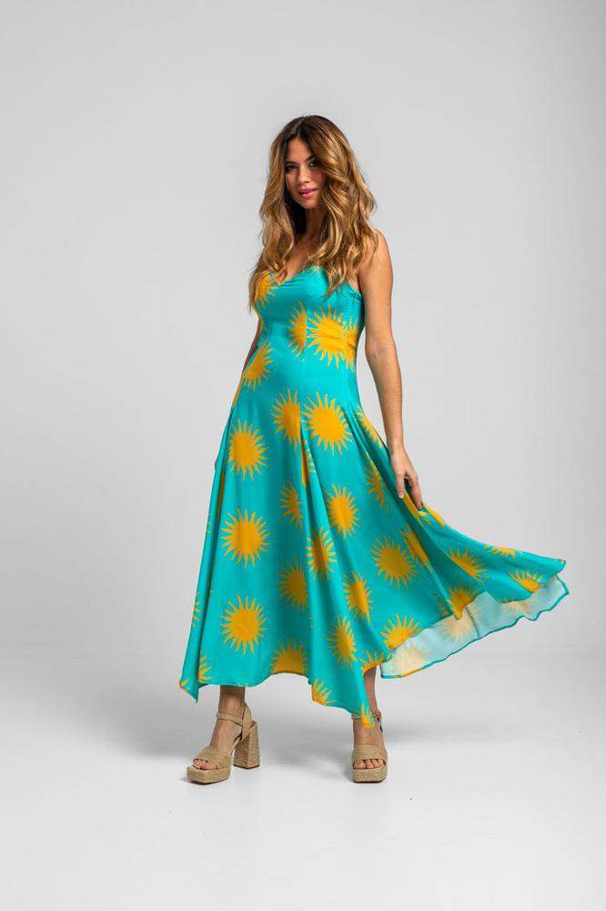 Vestido largo vuelo con tirantes graduables turque