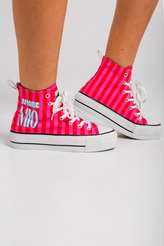 Zapatilla alta de loneta de estampado Amore Mio