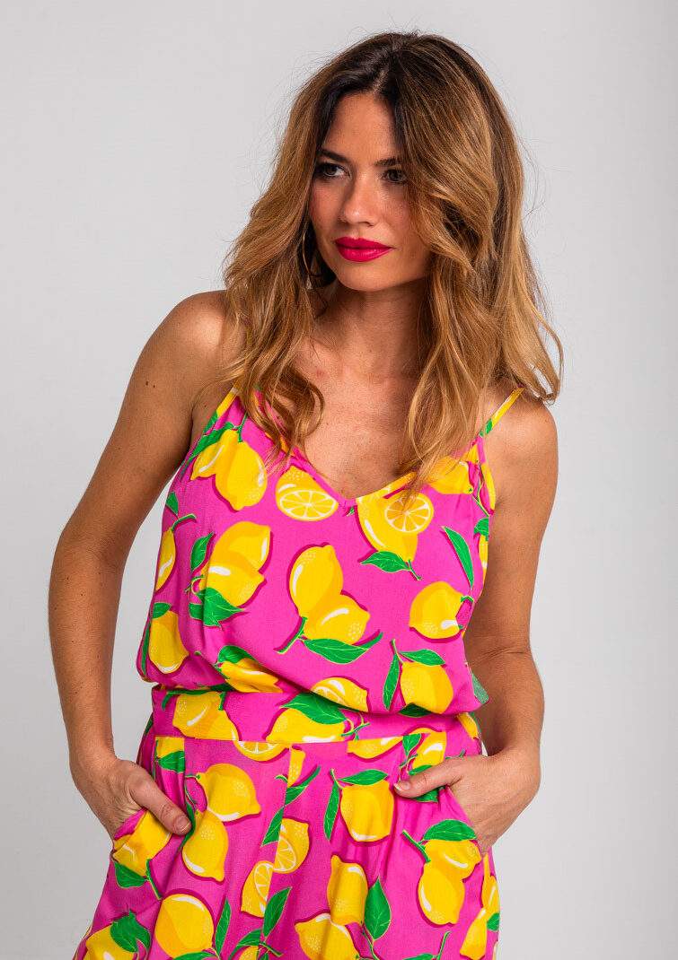 Blusa lencera rosa de limones - Limoncello