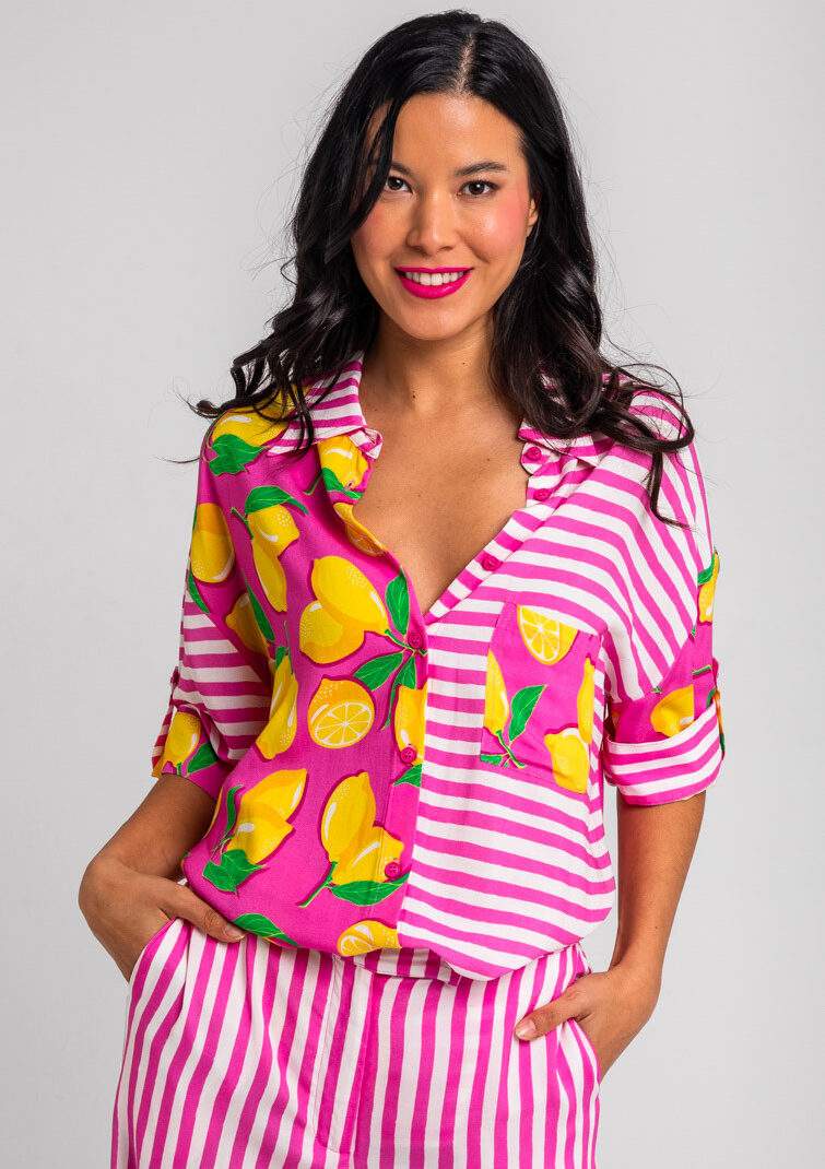 Camisa safari rosa de limones - Limoncello