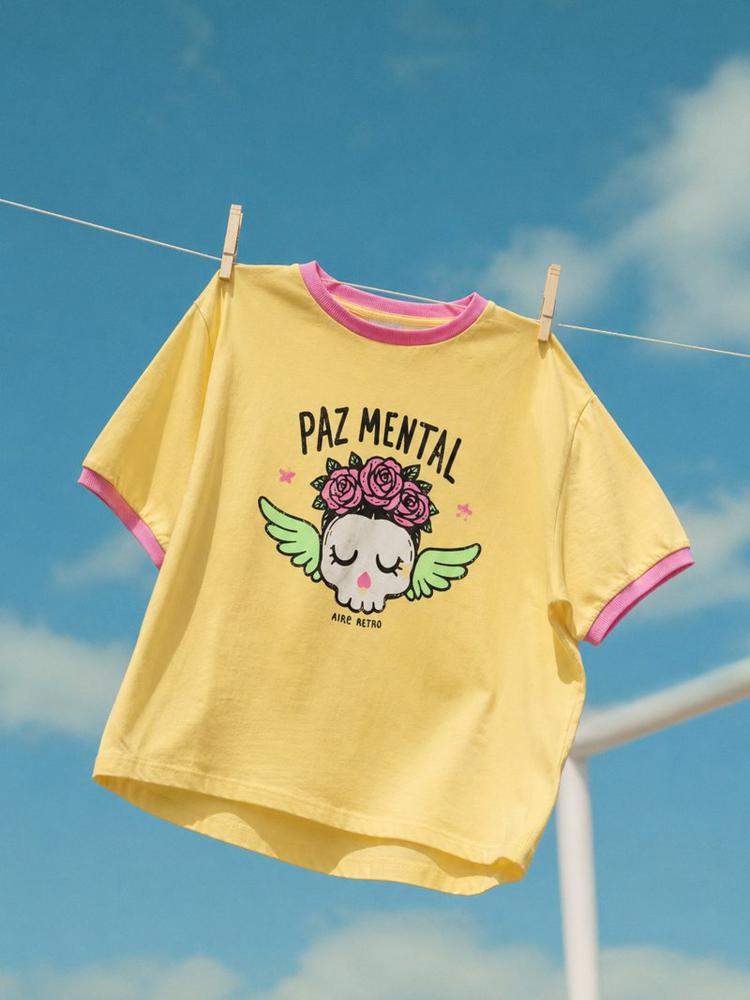 CAMISETA  PAZ MENTAL  AMARILLA