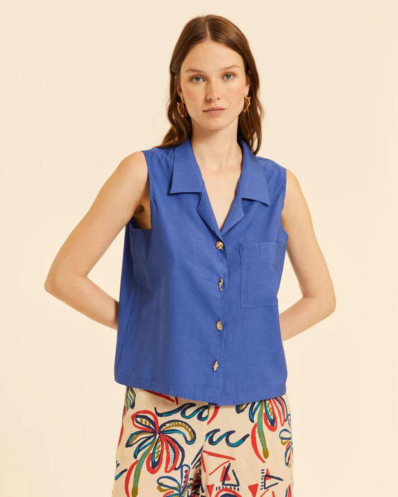 Camisa sin mangas azul