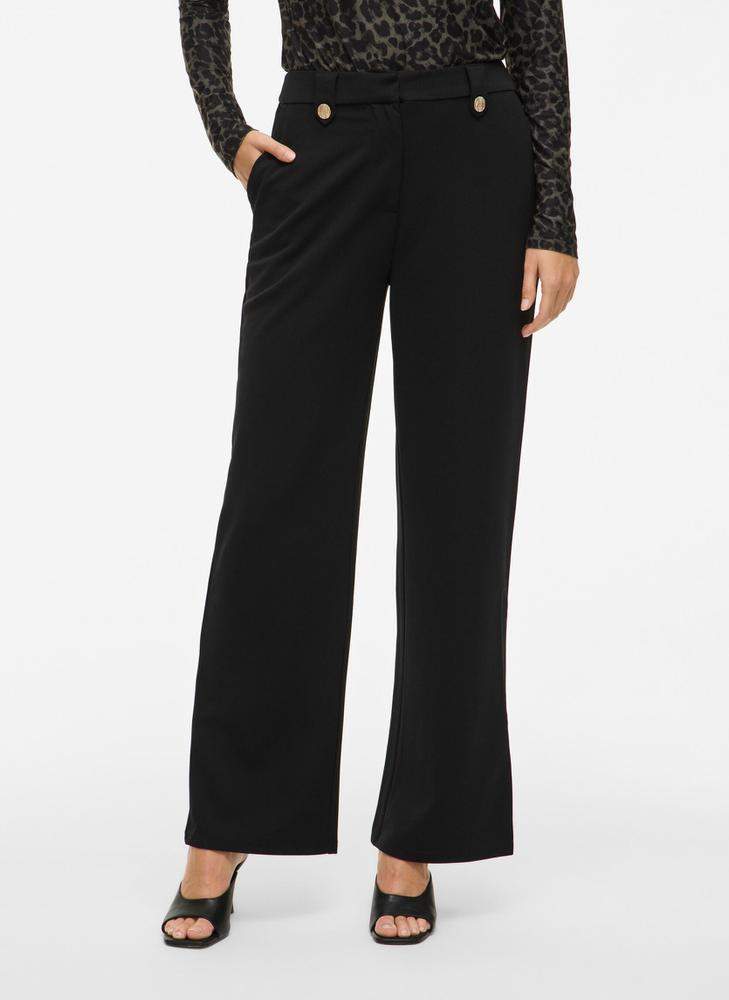Pantalones rectos Viclua Hw Wide Button Pants- Noo