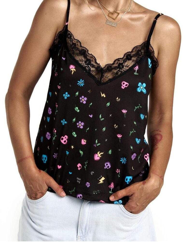 CAMISETA LENCERA  DIBUJITOS  NEGRO