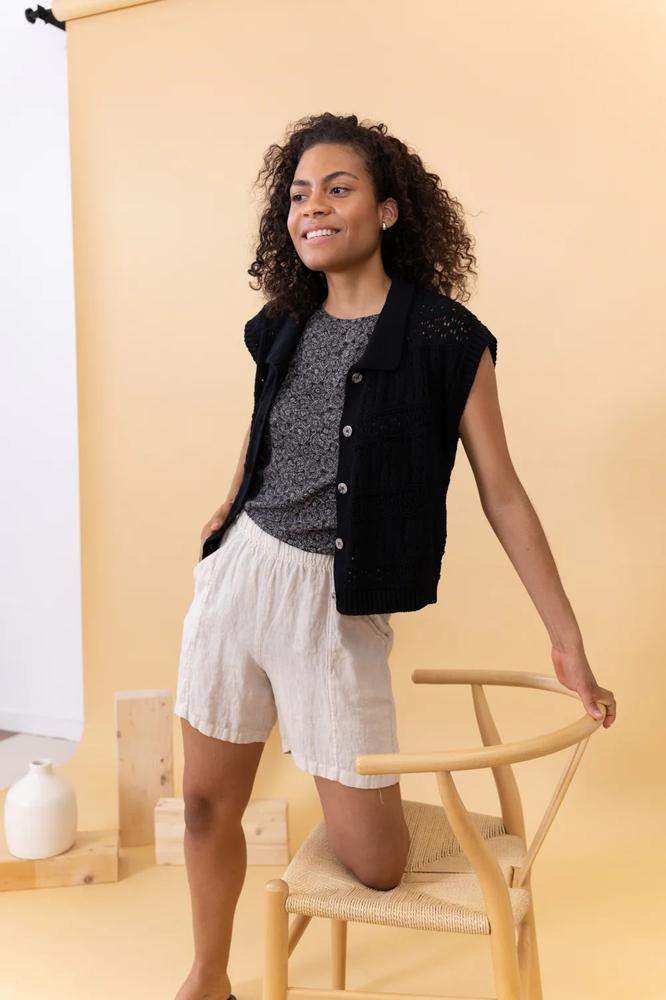 TOP TIE CALADO TRICOT NEGRO