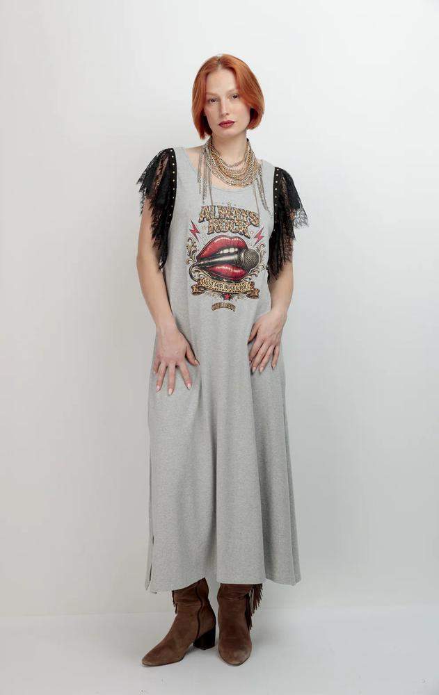 Vestido Largo Blonda Micro
