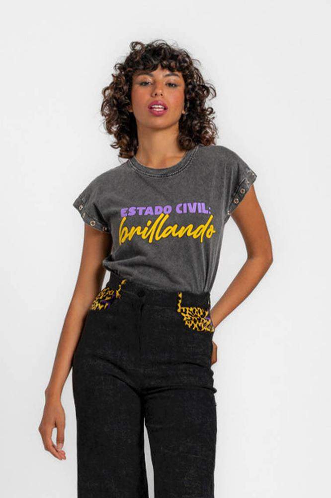 Camiseta sin mangas corte canalla - BRILLANDO