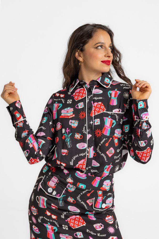 Camisa Ribete - All you need is coffee