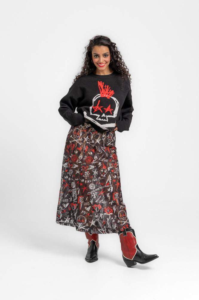 Falda midi vuelo encaje - ROCK AND ROLL