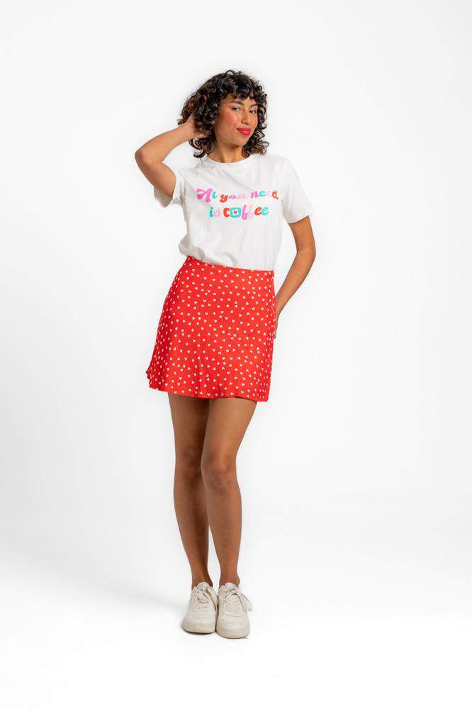 Mini falda evasé - All you need is coffee