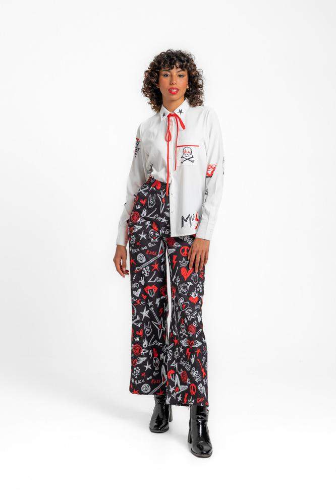 Pantalón sport palazzo con tira lateral - ROCK AND