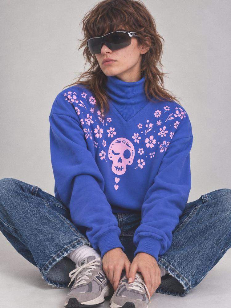 SUDADERA AZUL  CALAVERA 
