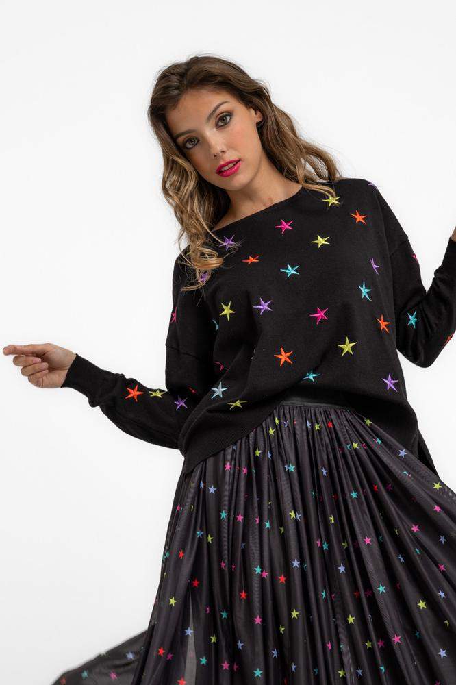 Suéter negro de estrellas bordadas - STARS