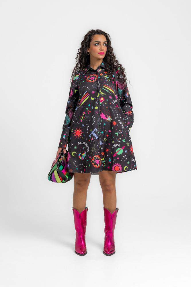 Vestido Mini Camisero M/Larga corte A - Mi caos  m