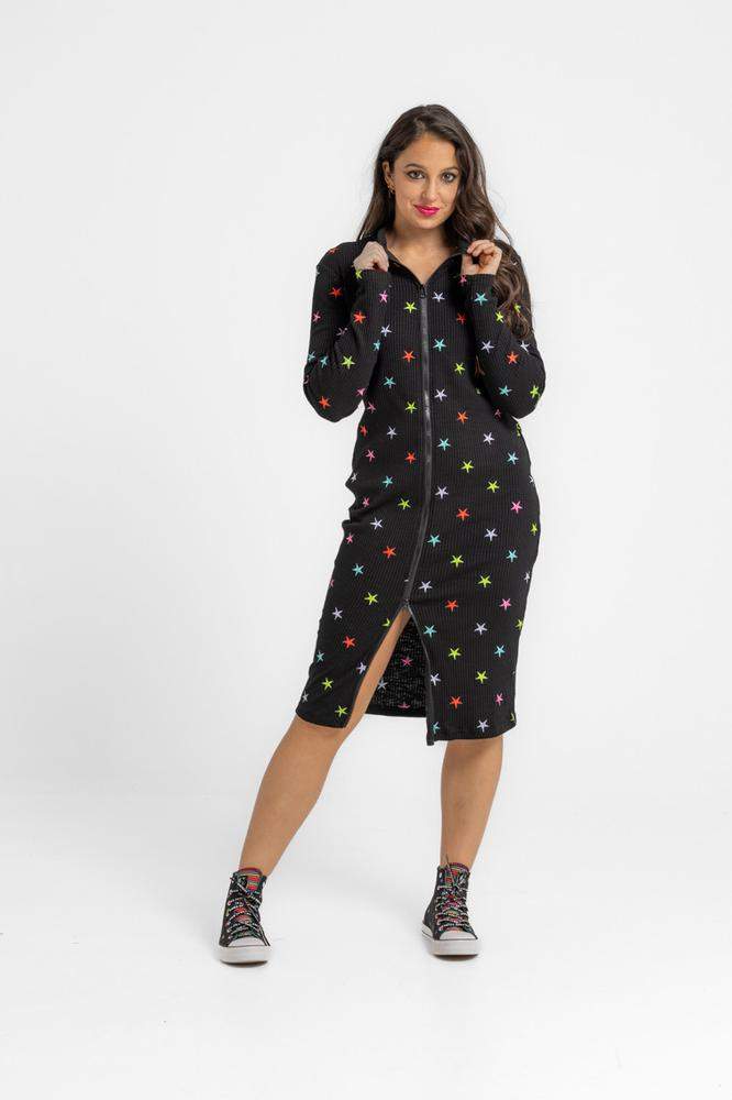 Vestido cremallera con cuello perkins entallado - 