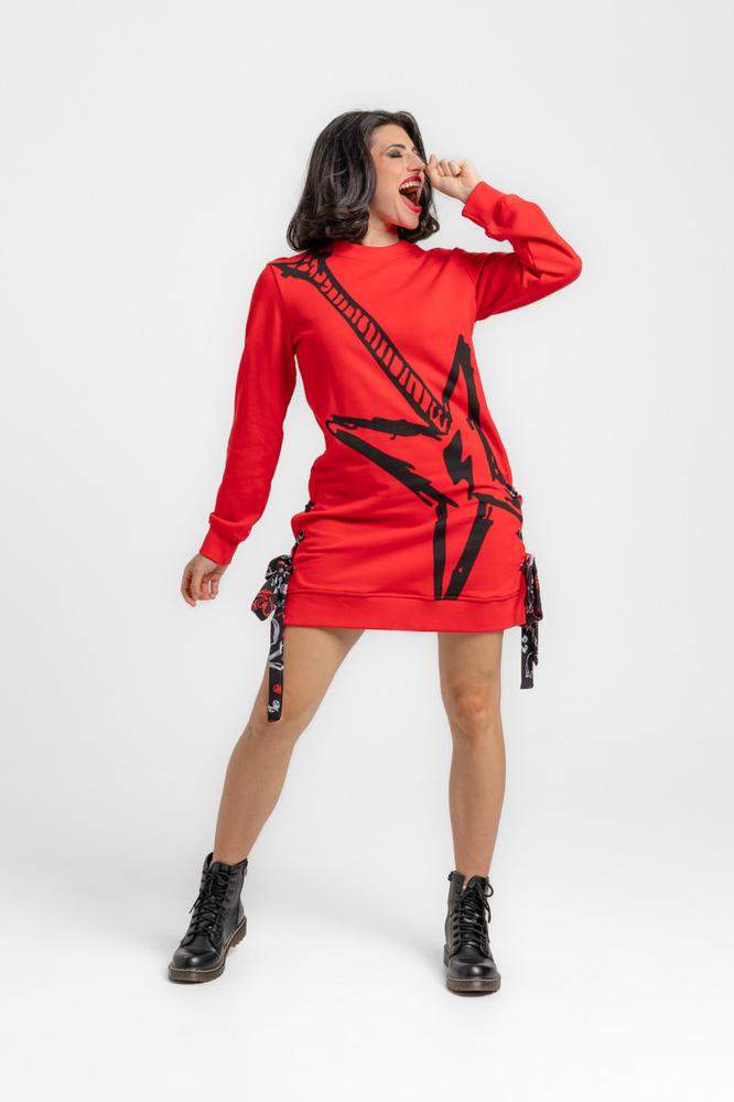 Vestido sudadera con ojales y lazada lateral - ROC